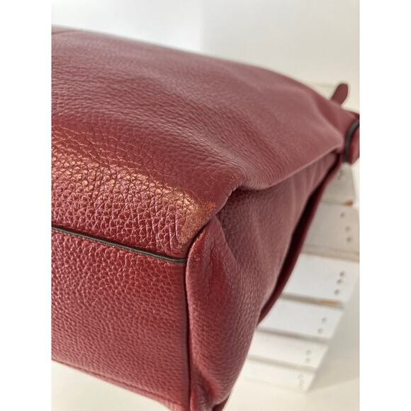 COACH 35775, LARGE RED PEBBLED LEATHER CROSSBODY BAG - Picture 10 of 16